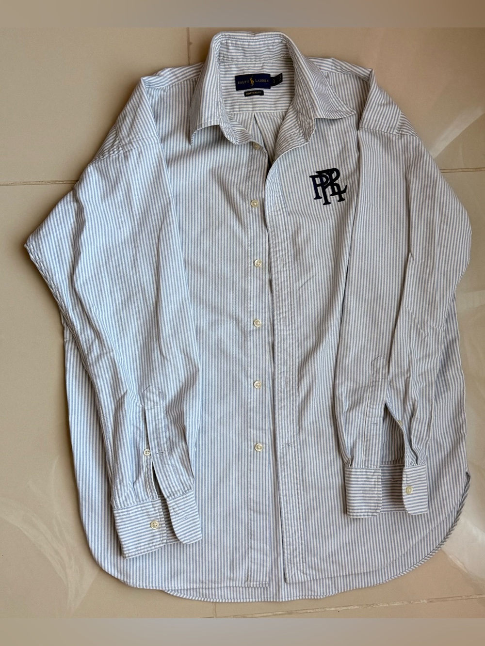 Ralph Lauren Boyfriend Fit Striped Oxford Shirt with PRL Crest - Size S